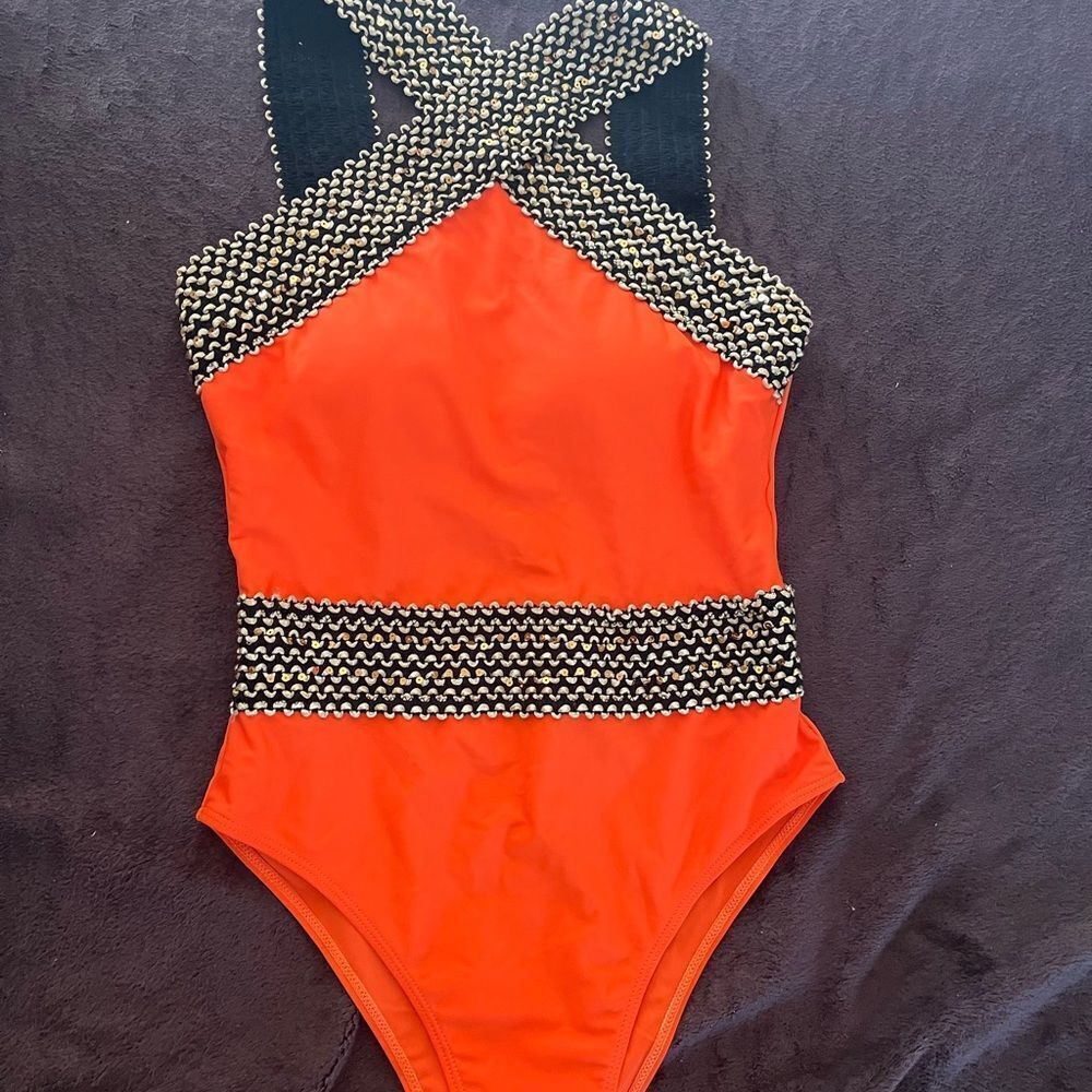 Swim One-Piece Swimsuit With Strap Detail Women Size Medium - Picture 2 of 5
